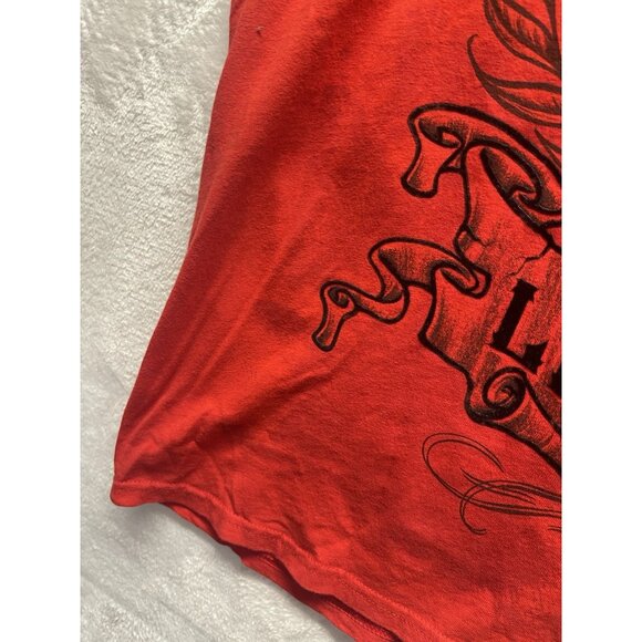 MMA Elite Tshirt Revolution “Live Free” Y2K Goth Sz 2XL Red Fleur De Lis Cross - Picture 12 of 14